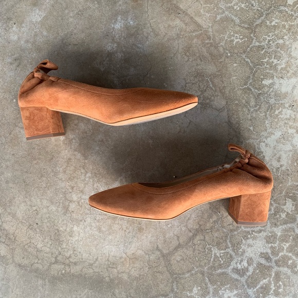 cognac suede heels